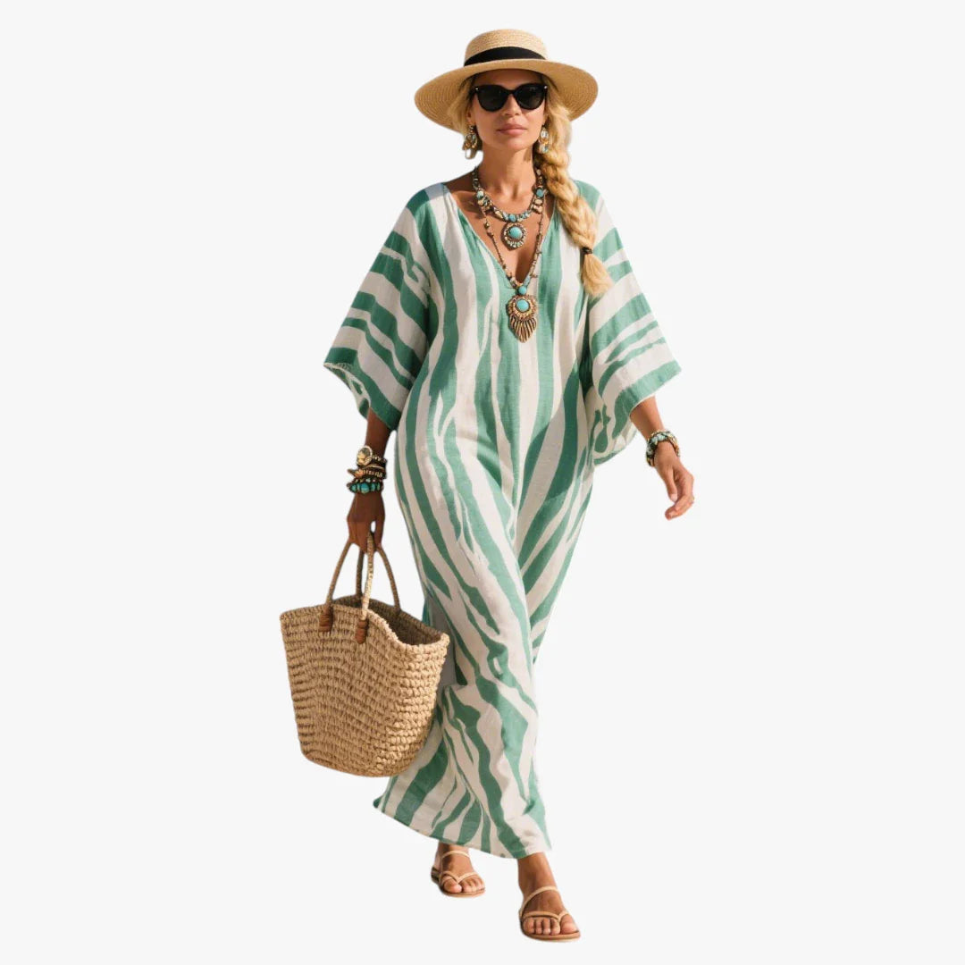 Dame Oversize Maxi Sommerkjole med V-Udskæring