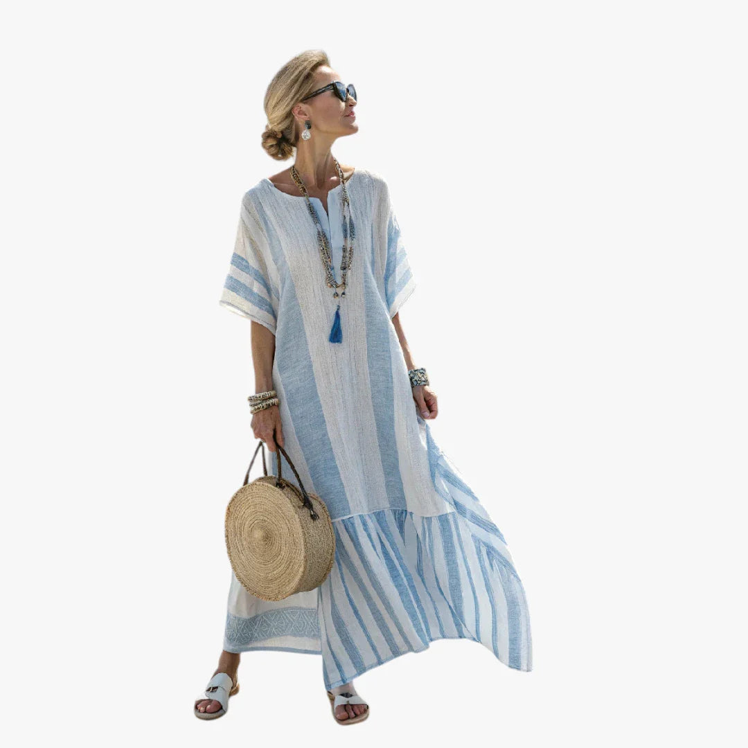 Dame Oversize Maxi Sommerkjole med V-Udskæring