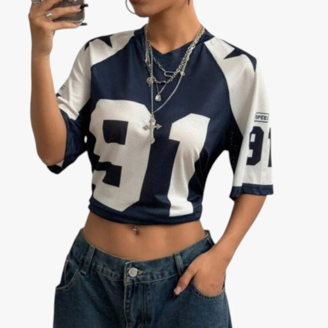 Dame Oversized T-shirt med V-Udskæring og Kortærmet