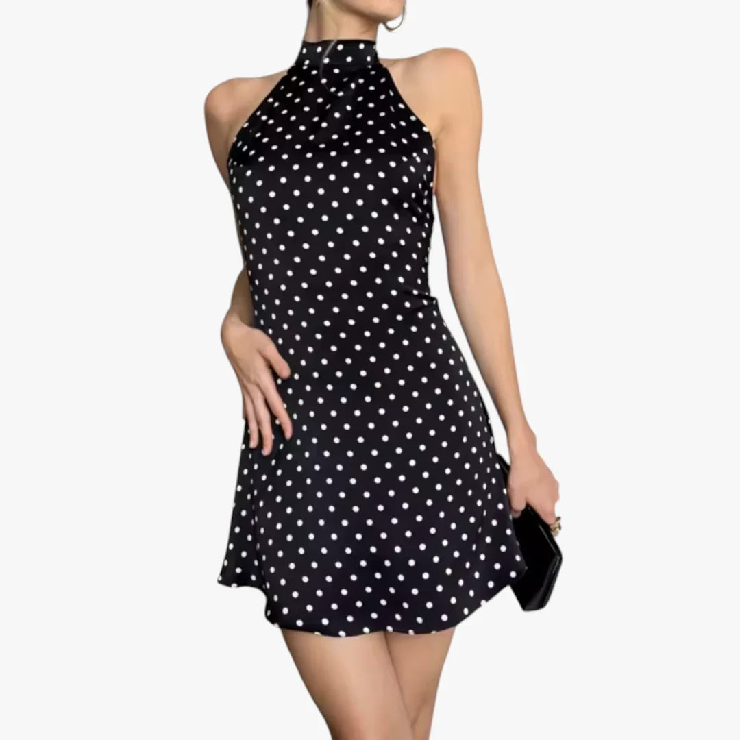 Dame Prikket Mini Sommerkjole med Halterneck