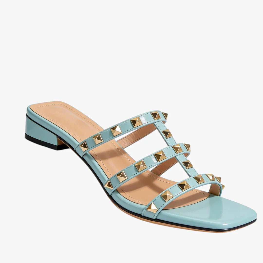 Dame Slip-on Blokhæl Sandaler med Rem og Nitter