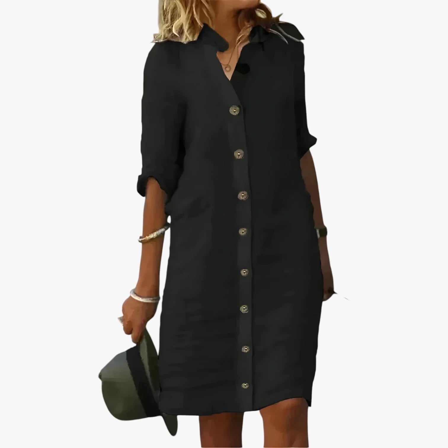 Dame Vintage Midi Sommerkjole med Knapper