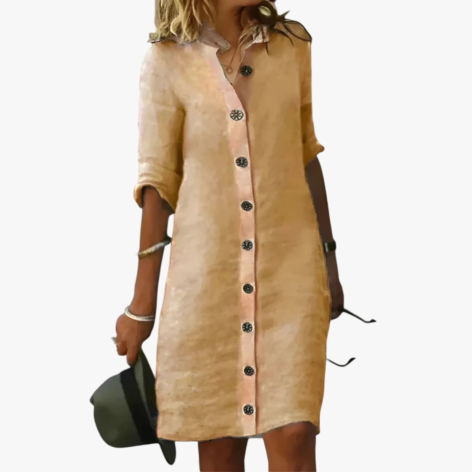 Dame Vintage Midi Sommerkjole med Knapper