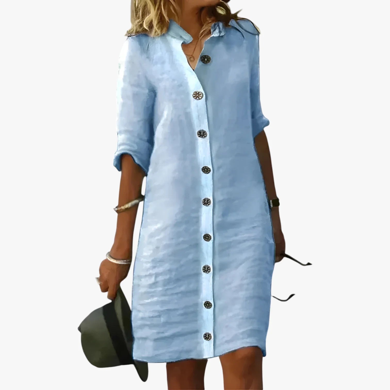 Dame Vintage Midi Sommerkjole med Knapper