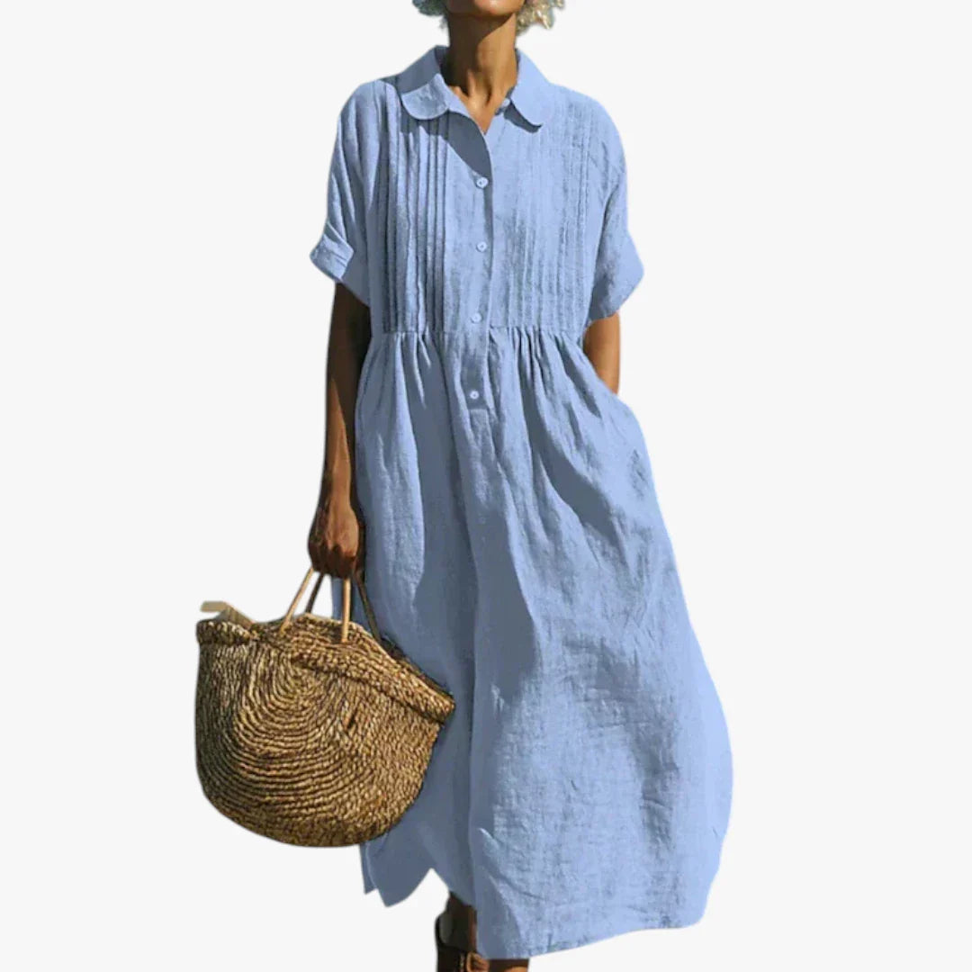 Dame Elegant Maxi Sommerkjole med Knapper