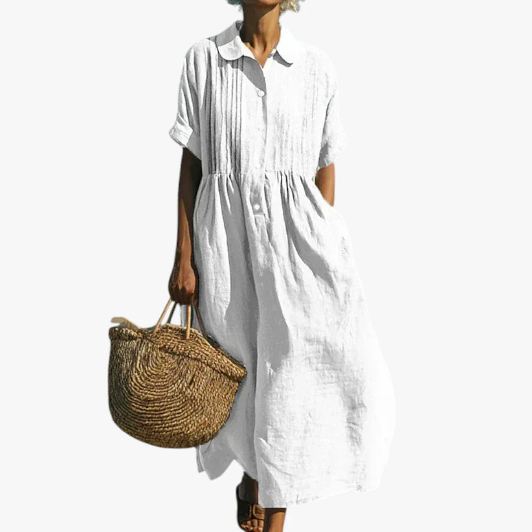 Dame Elegant Maxi Sommerkjole med Knapper