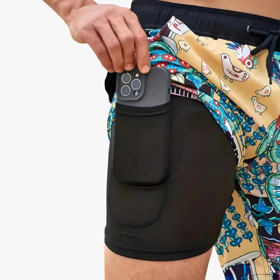 Herre Badeshorts med Mobillomme