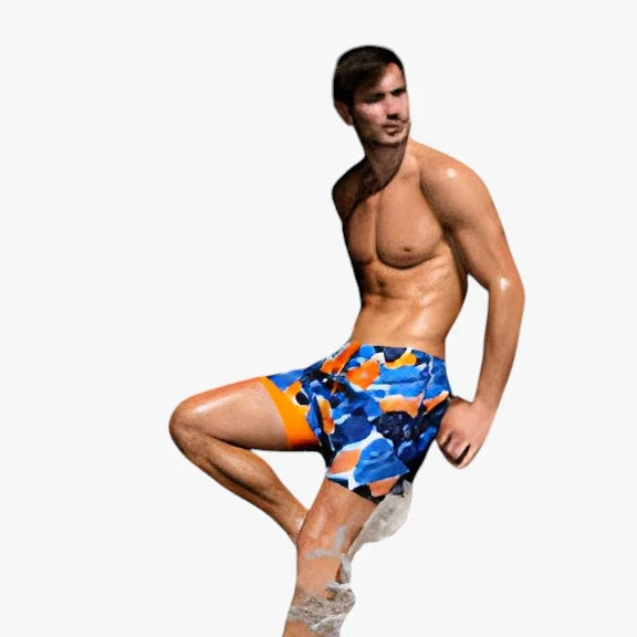 Herre Knælange Badeshorts med Sidelommer