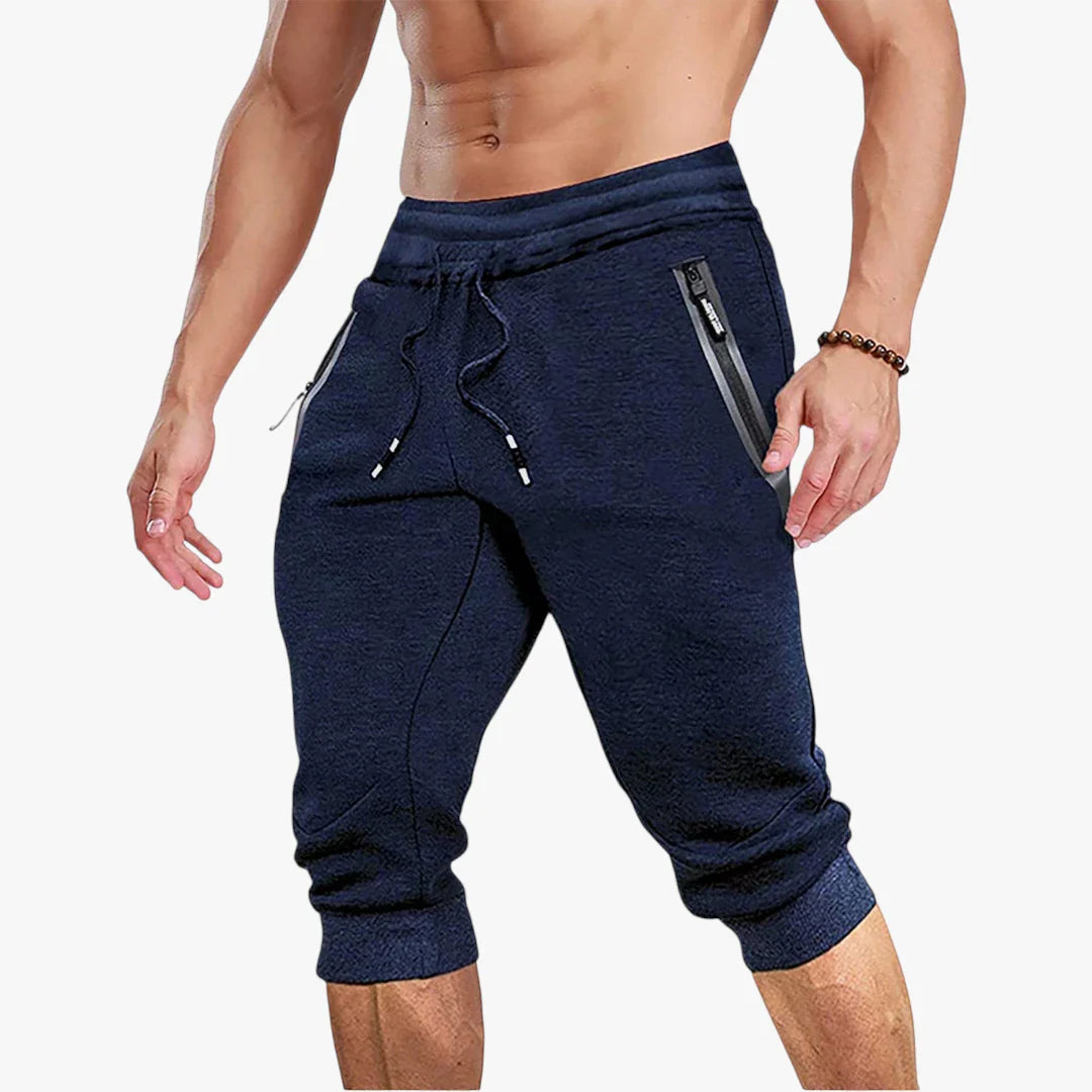 Herre Knælange Træningsshorts med Mobillomme og Lynlås