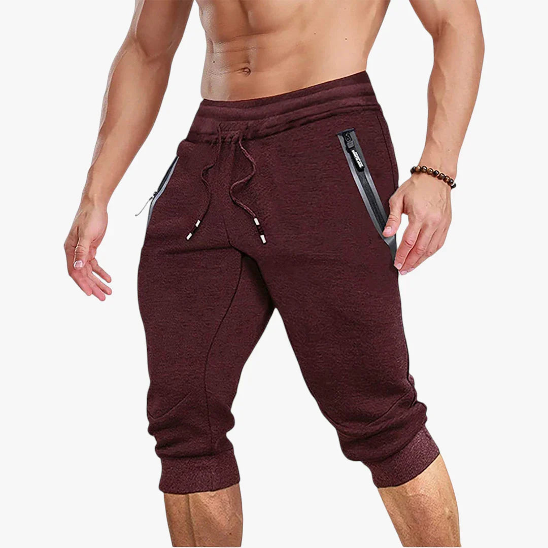 Herre Knælange Træningsshorts med Mobillomme og Lynlås