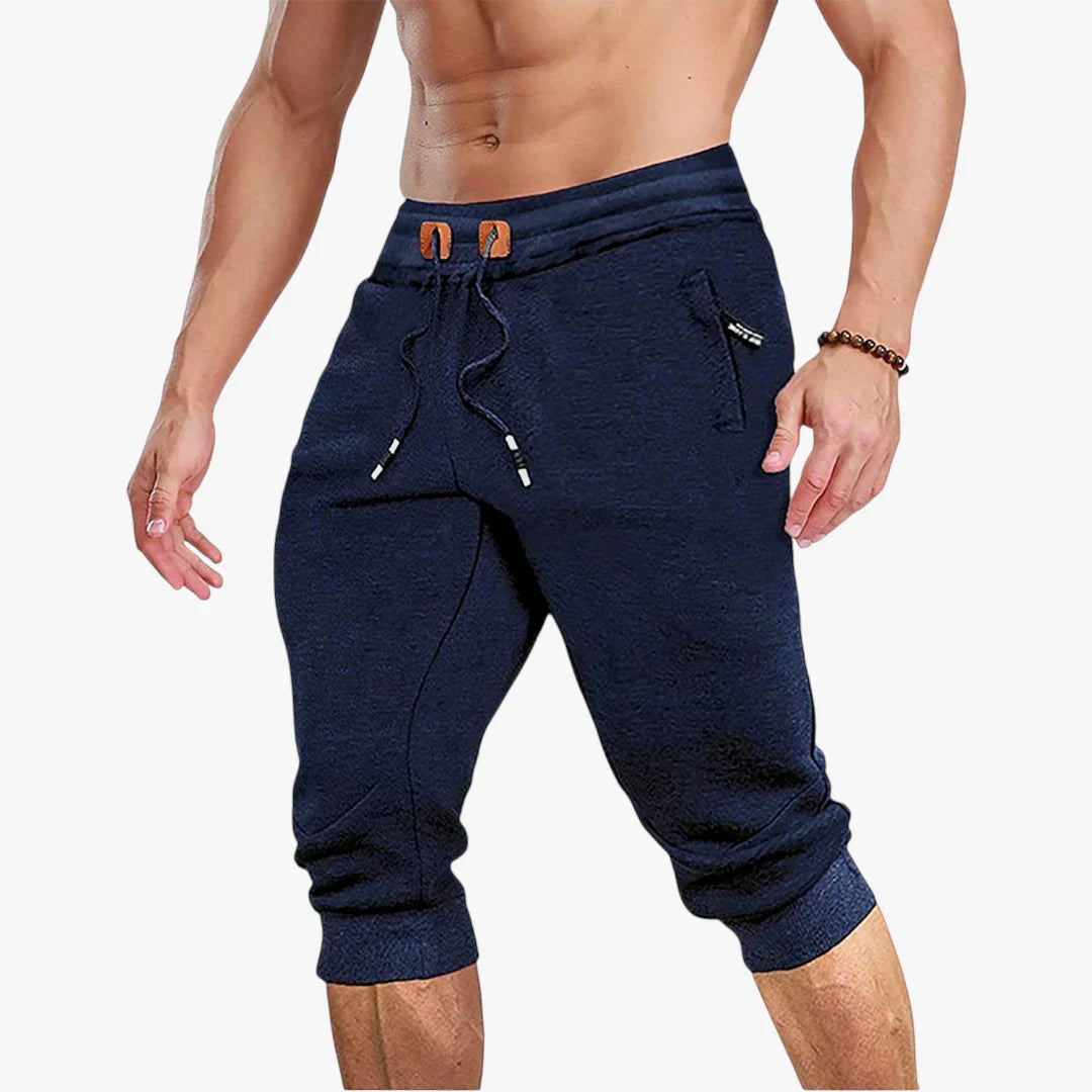 Herre Knælange Træningsshorts med Mobillomme og Lynlås