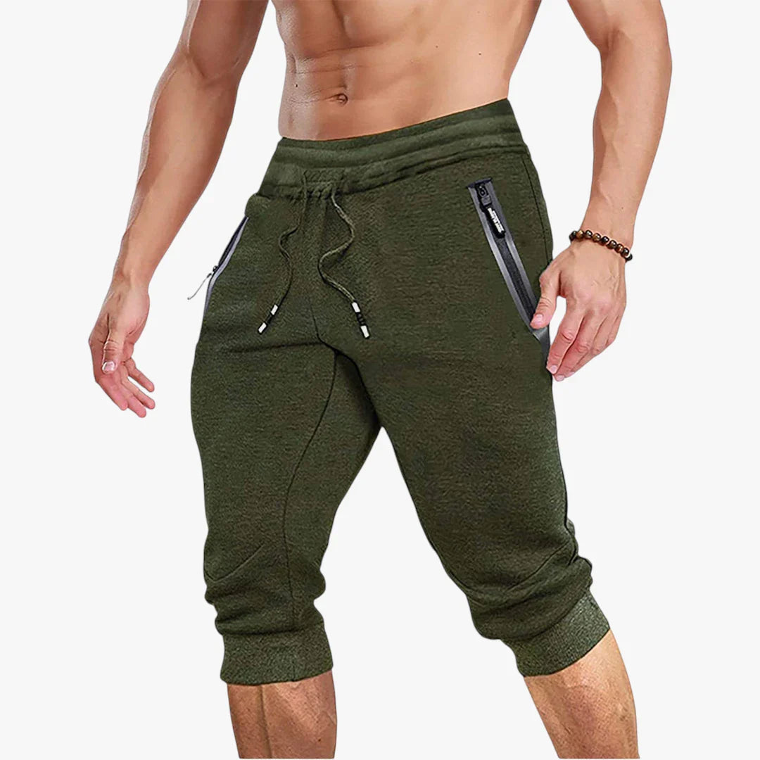 Herre Knælange Træningsshorts med Mobillomme og Lynlås