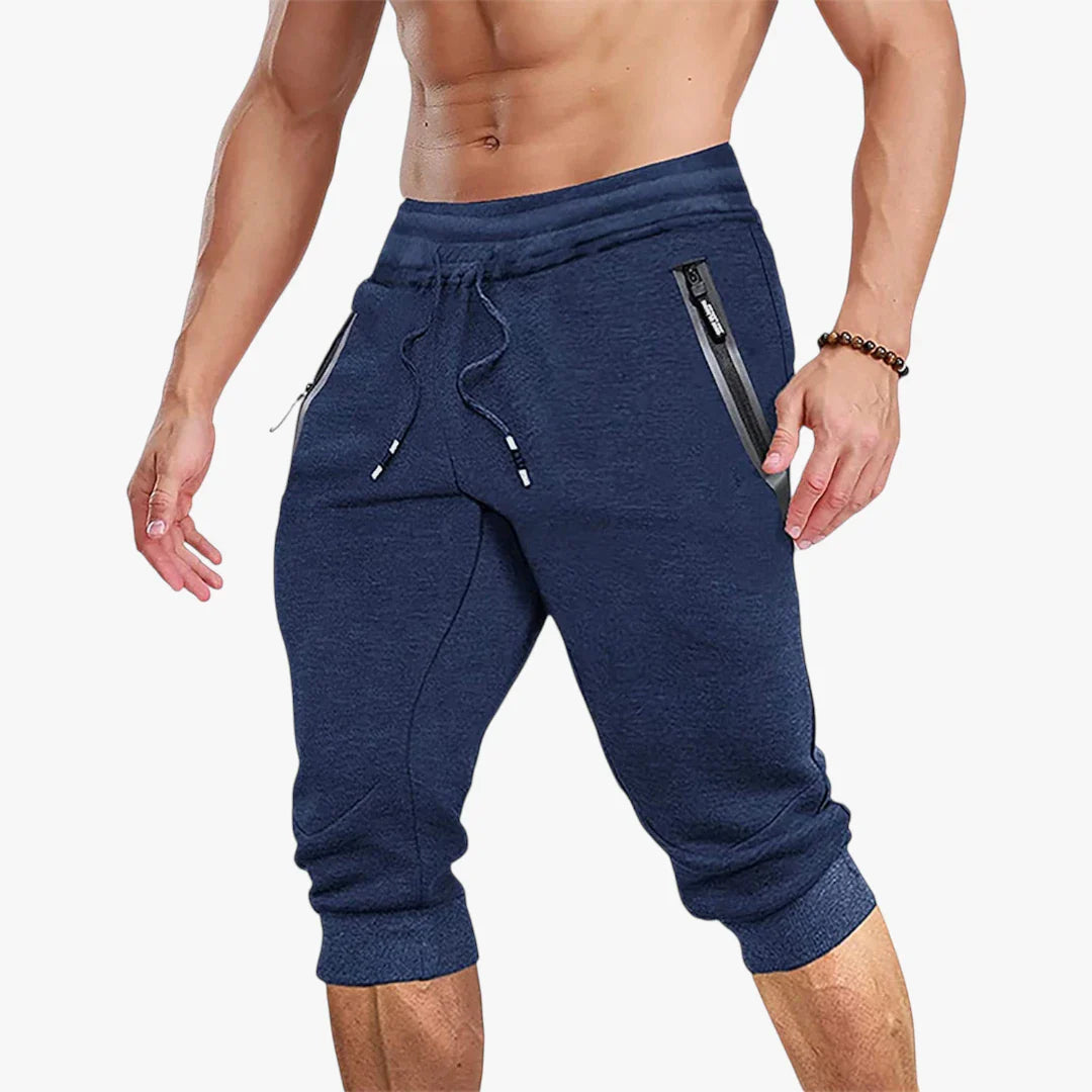 Herre Knælange Træningsshorts med Mobillomme og Lynlås