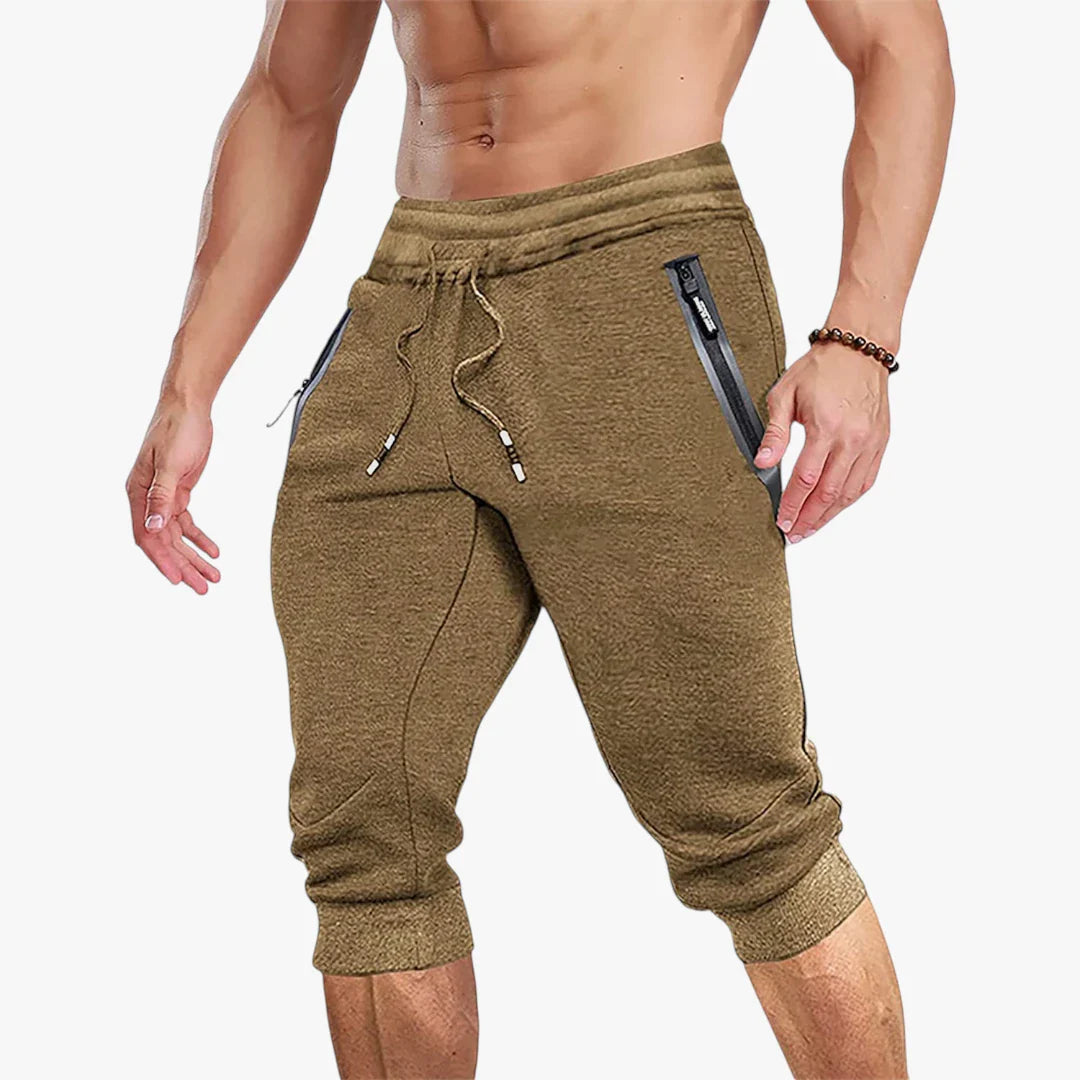 Herre Knælange Træningsshorts med Mobillomme og Lynlås