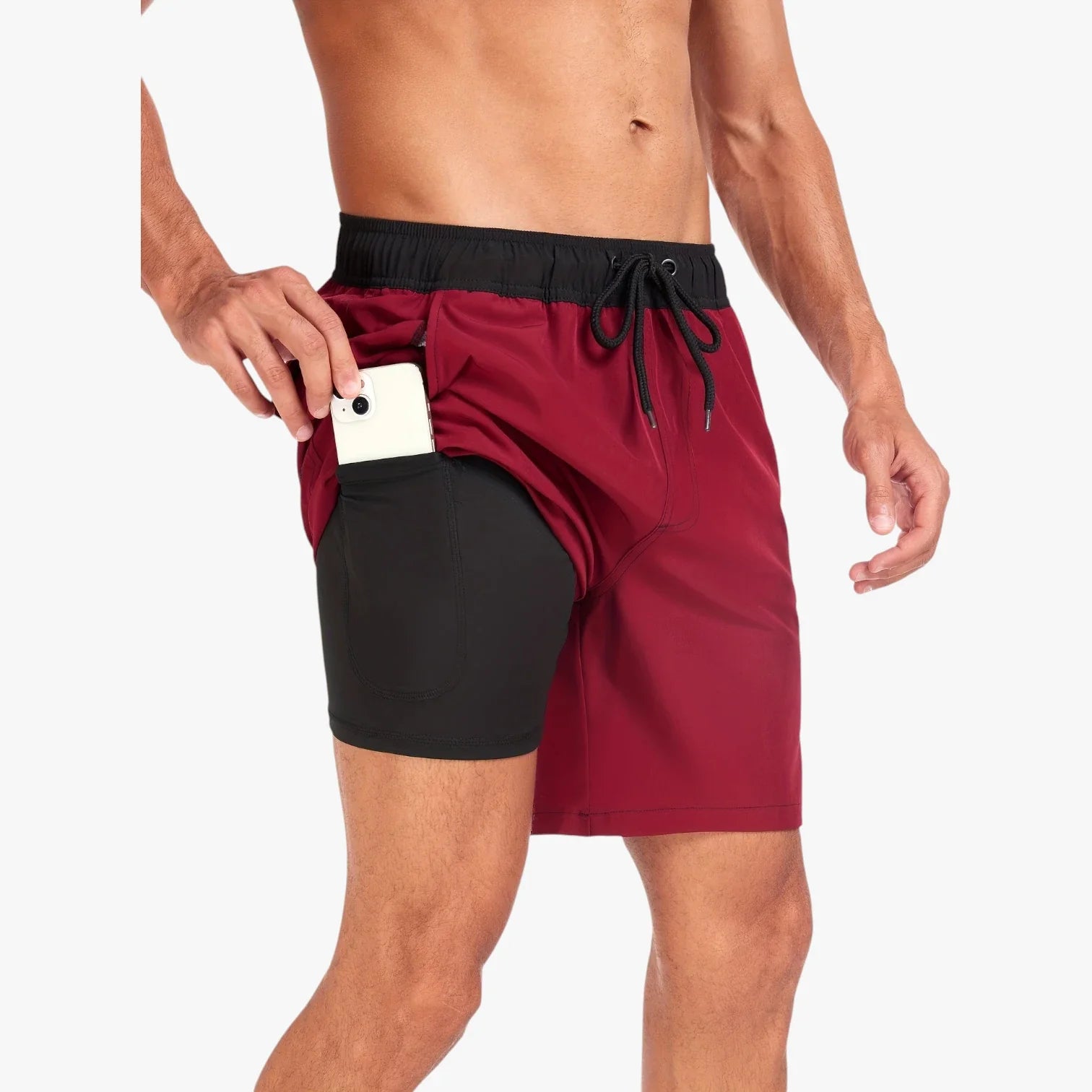 Herre Korte Bade Shorts med Mobillomme og Sidelommer