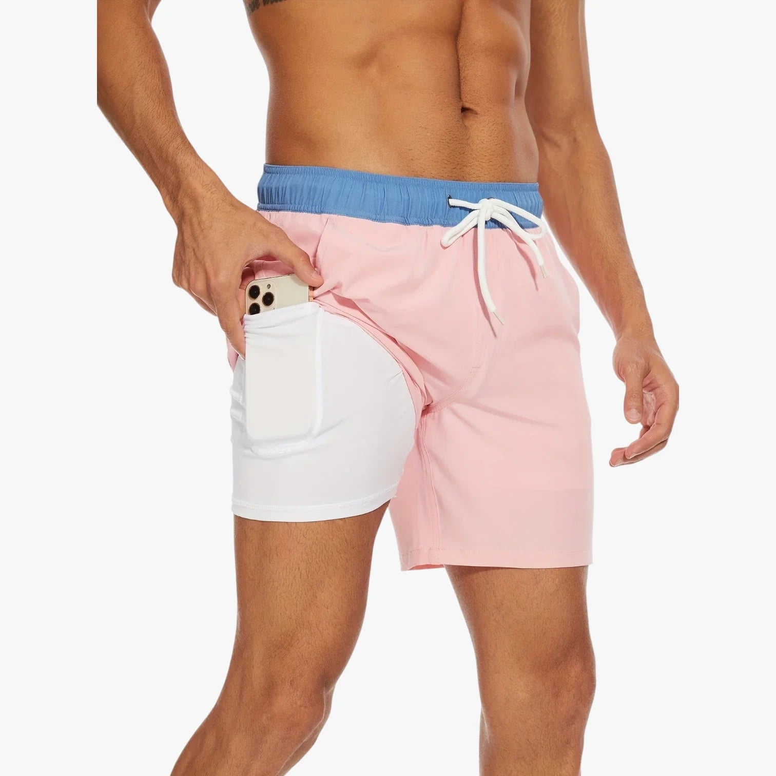 Herre Korte Bade Shorts med Mobillomme og Sidelommer