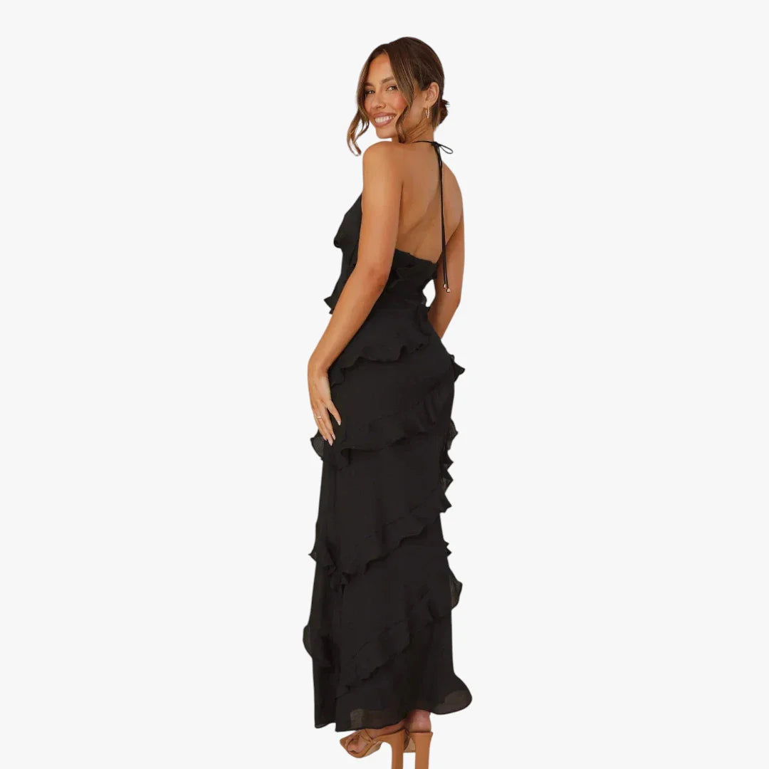 Dame Elegant Maxi Sommerkjole med Flæser