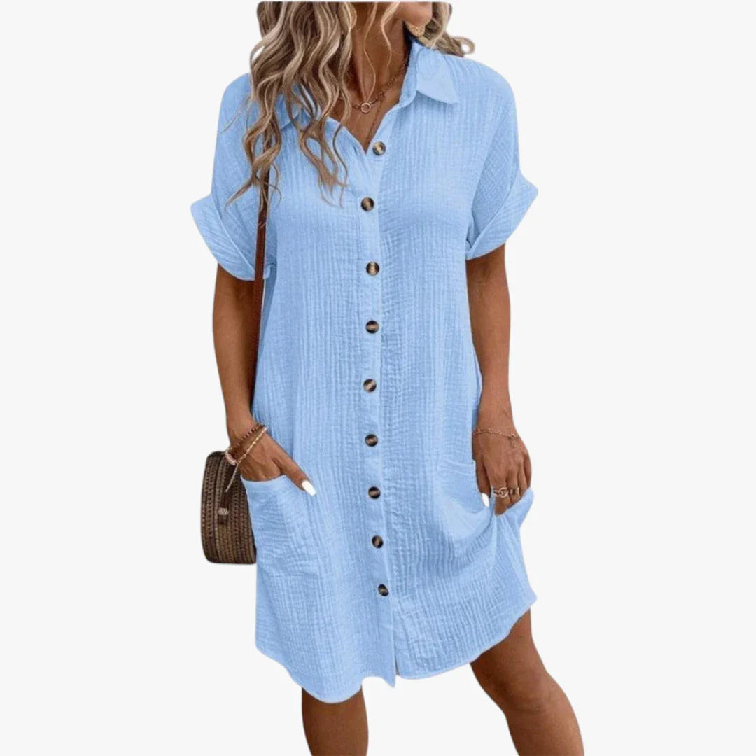 Dame Midi Sommerkjole med Knapper