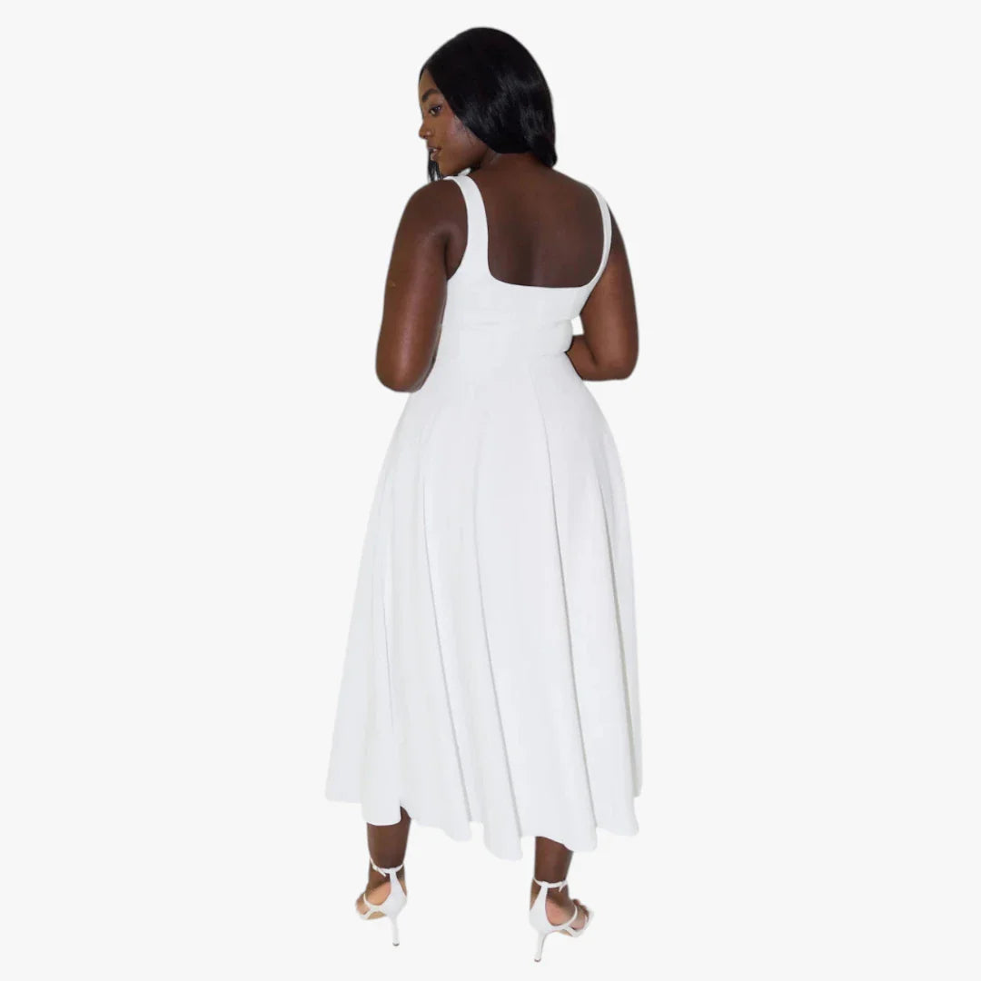 Dame Elegant Maxi Sommerkjole med Firkantet Udskæring