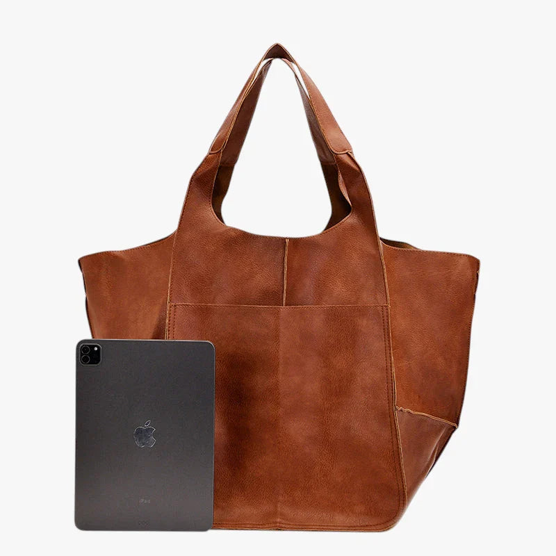 Dame Oversized Vintage Skuldertaske med Mange Rum og Lynlås