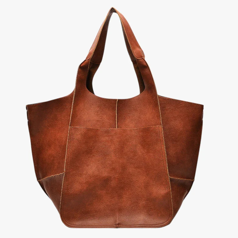 Dame Oversized Vintage Skuldertaske med Mange Rum og Lynlås