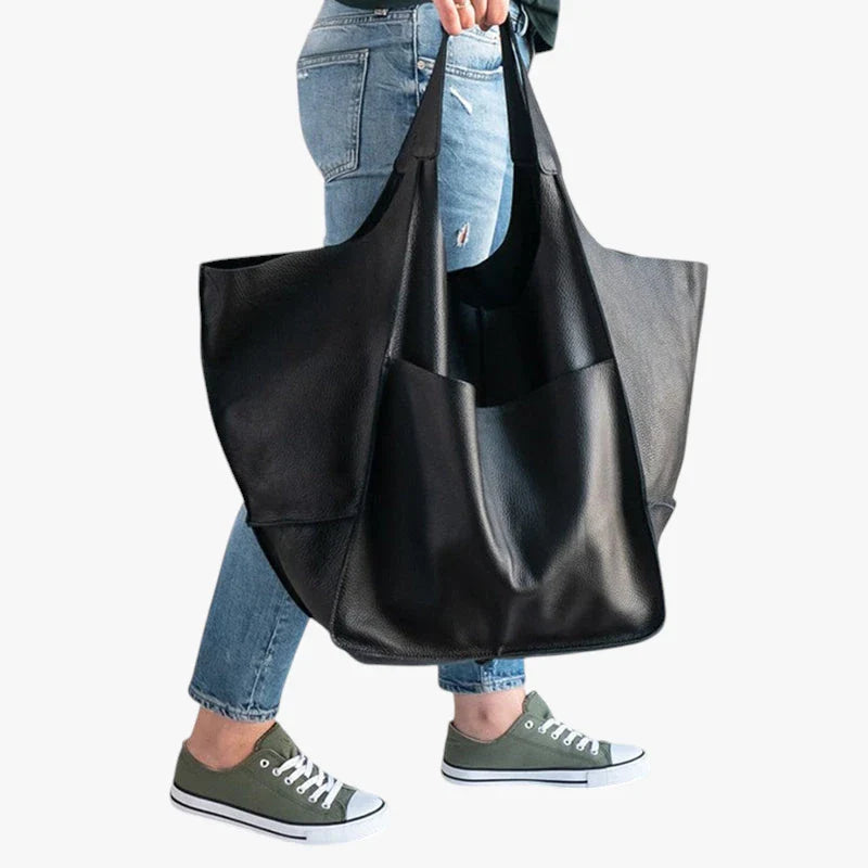 Dame Oversized Vintage Skuldertaske med Mange Rum og Lynlås