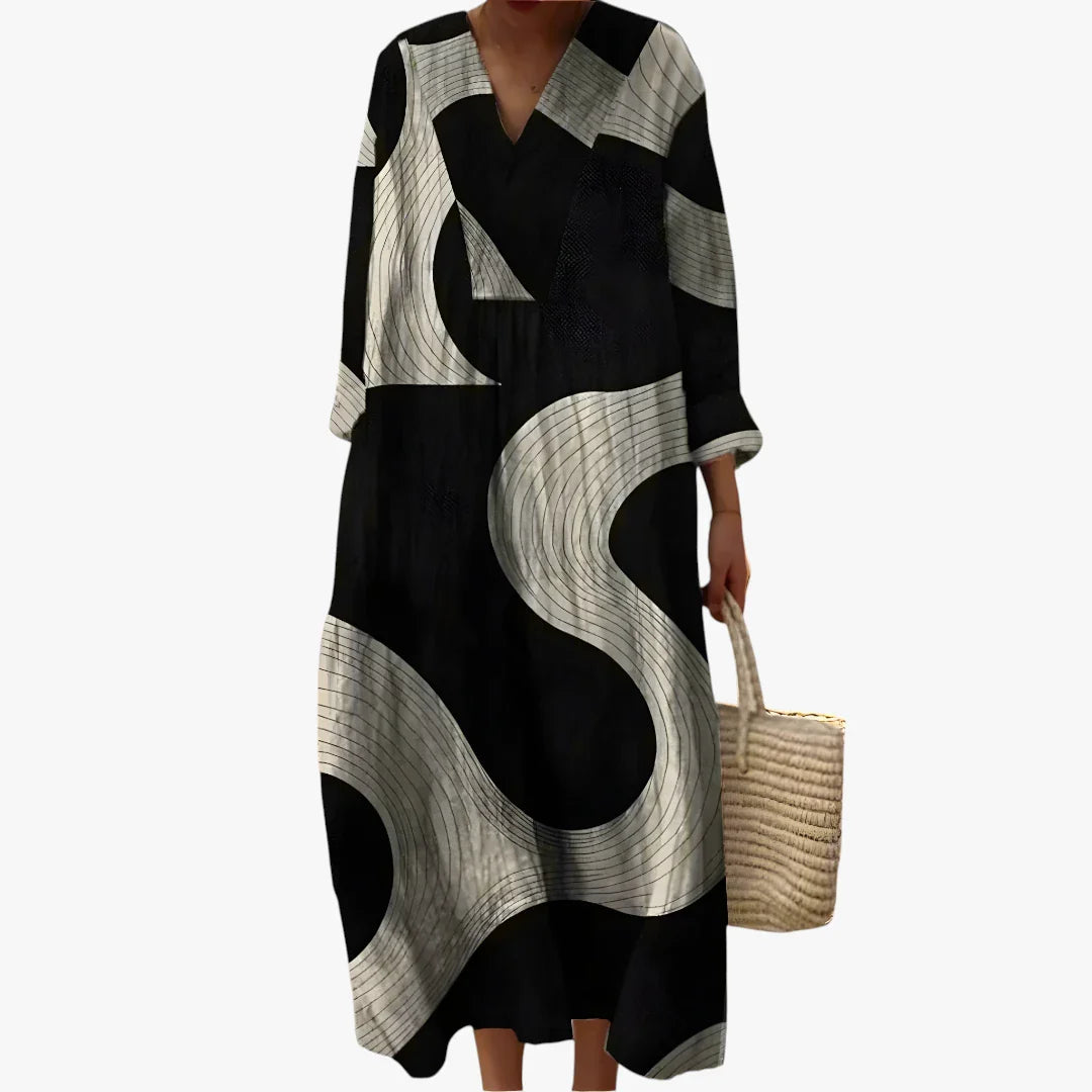 Dame Boho Maxi Sommerkjole med V-udskæring