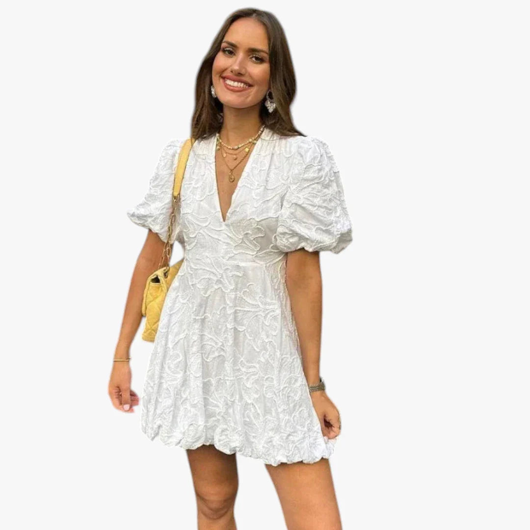 Dame Elegant Mini Sommerkjole med Pufærmer
