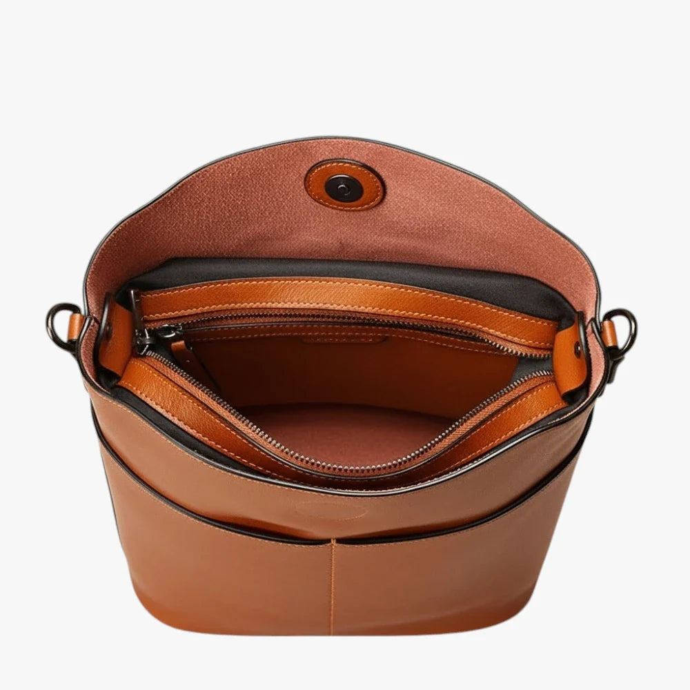 Vintage Skuldertaske med Mange Rum og Skulderrem