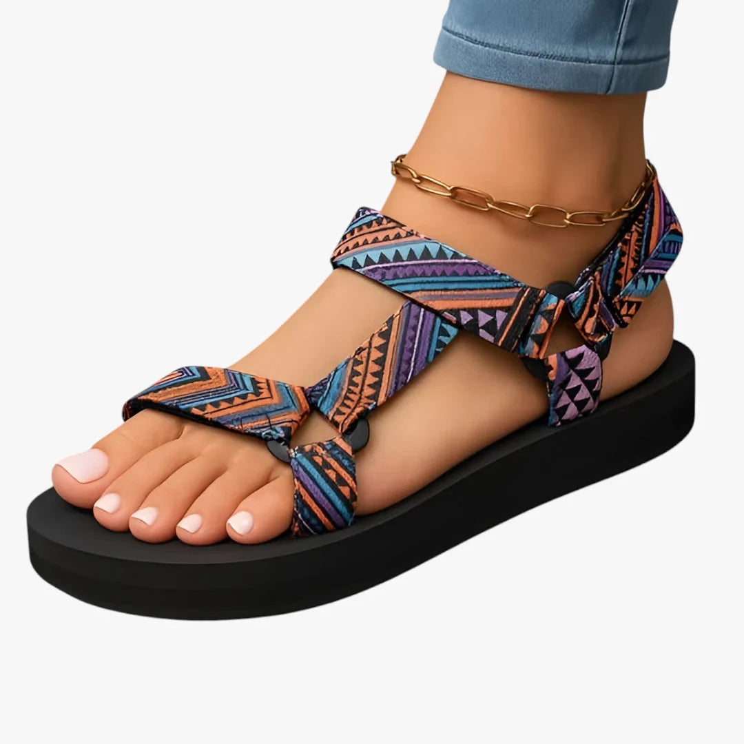 Dame Sunde Plateau Sandaler med Velcro og Rem